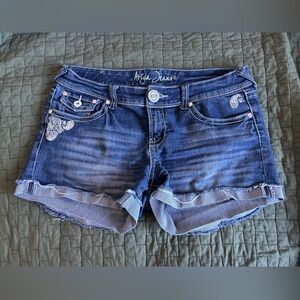 Ariya Blue Jean Shorts with boho Embellishments